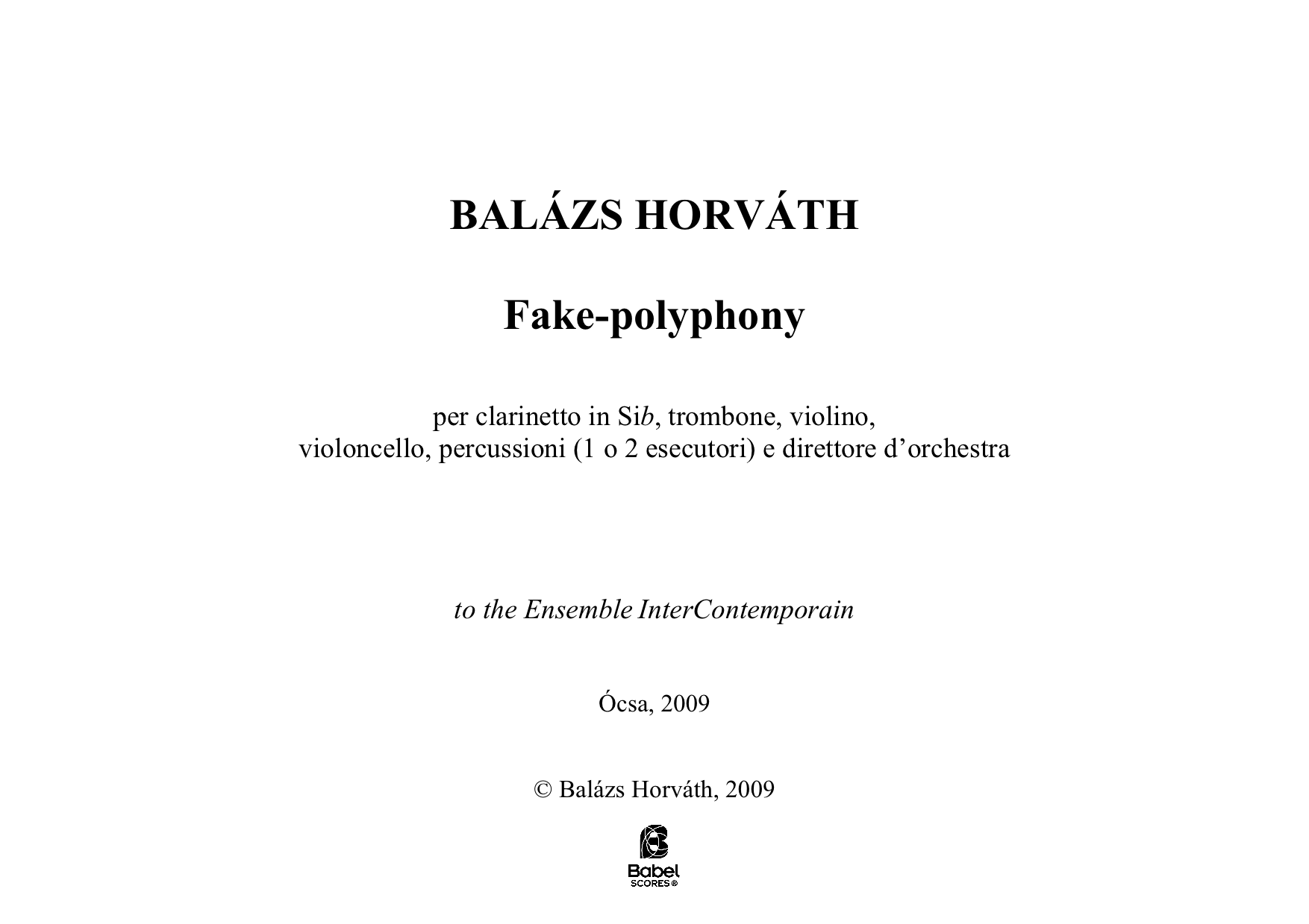 Fake polyphony score Balazs HORVATH A4 z 1 501
